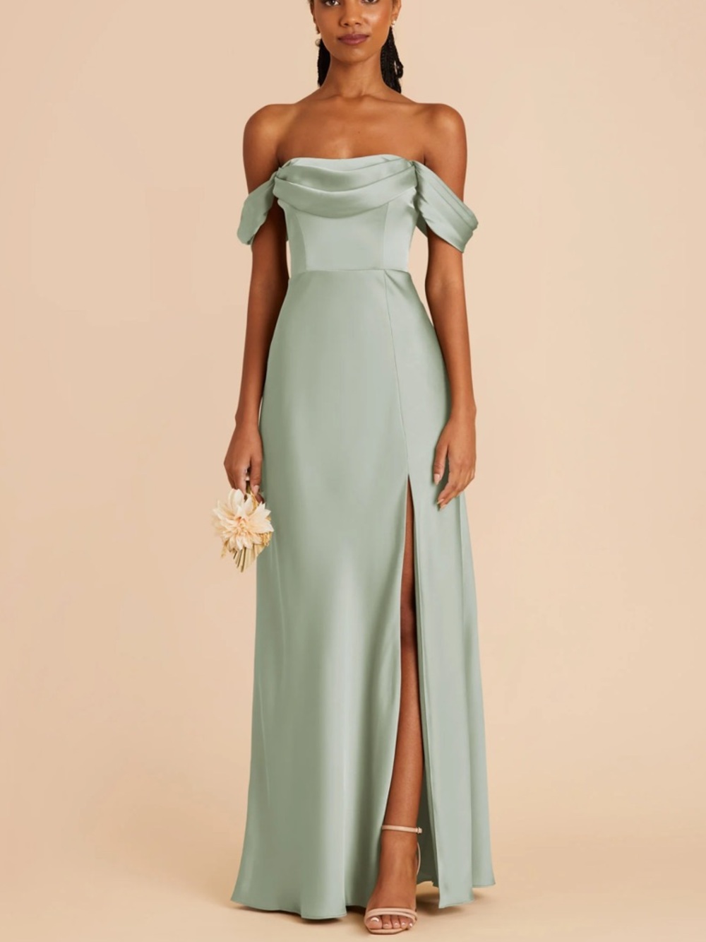 Birds Grey Mia Dress Matte Satin Sage